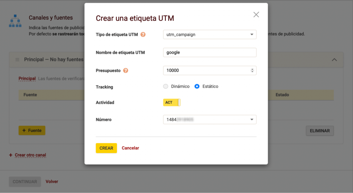 etiqueta UTM