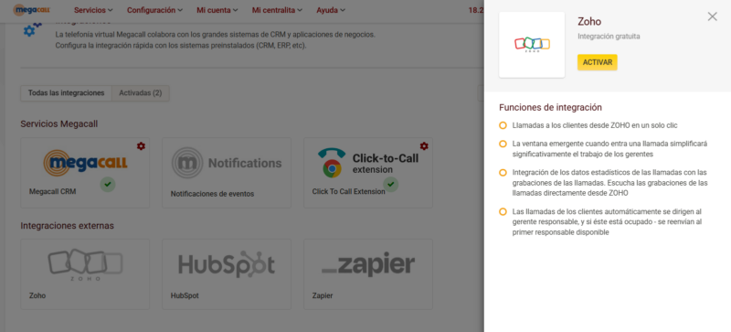 integración zoho