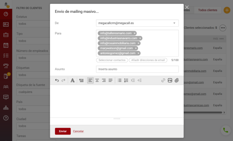 mailing Megacall CRM