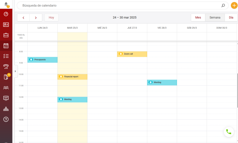 Calendario Megacall CRM