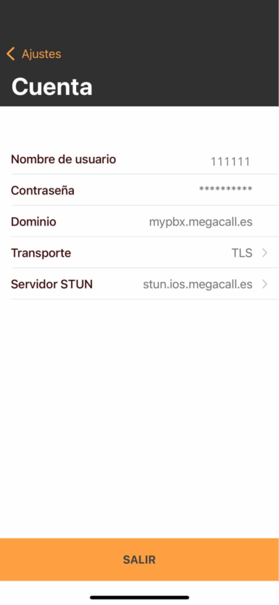 Cuenta Megacall app iOS