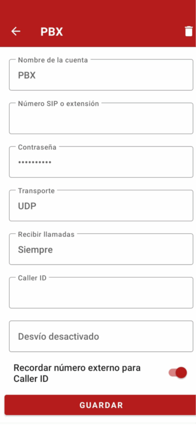 Configuración Caller ID