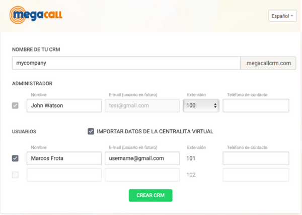 Asistente de creación CRM