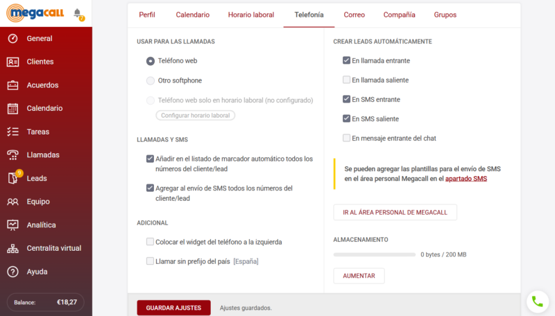 Telefonía Megacall CRM