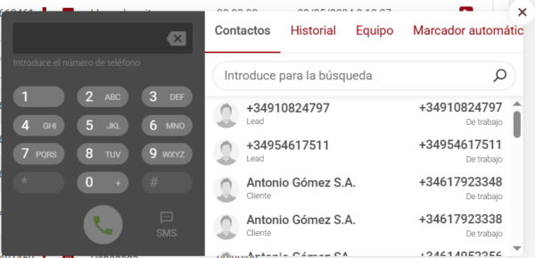 Widget para llamada