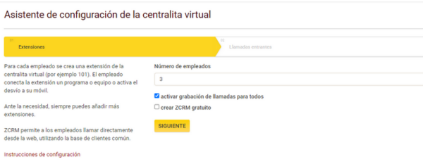 Asistente de configuracion PBX
