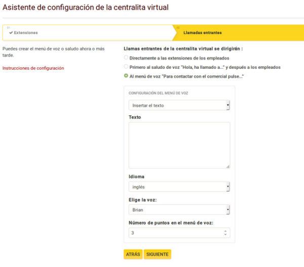 Configuración PBX