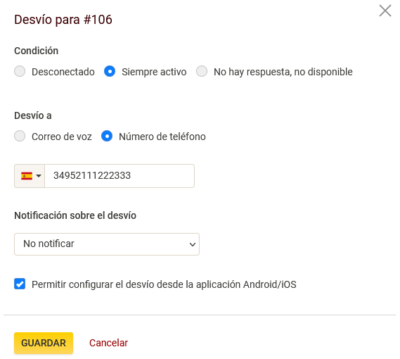 Desvío de llamadas PBX