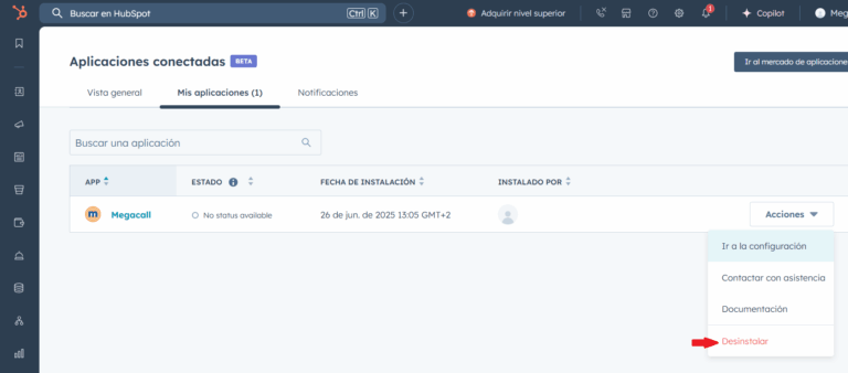 Integración Megacall con HubSpot