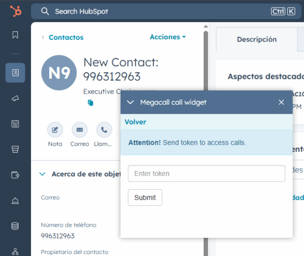 Integración Megacall con HubSpot